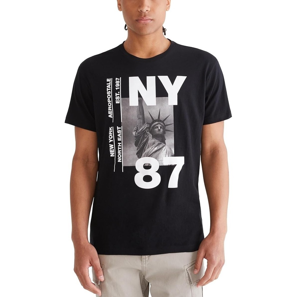 Aeropostale Men's Aero Graphic Americana- Ny 87 - WHITE